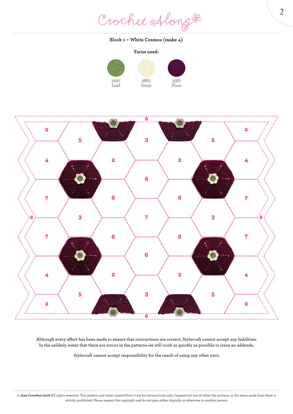 White Cosmos Flower Blanket Crochet Pattern (UK Terms) - Jane Crowfoot, Page 4