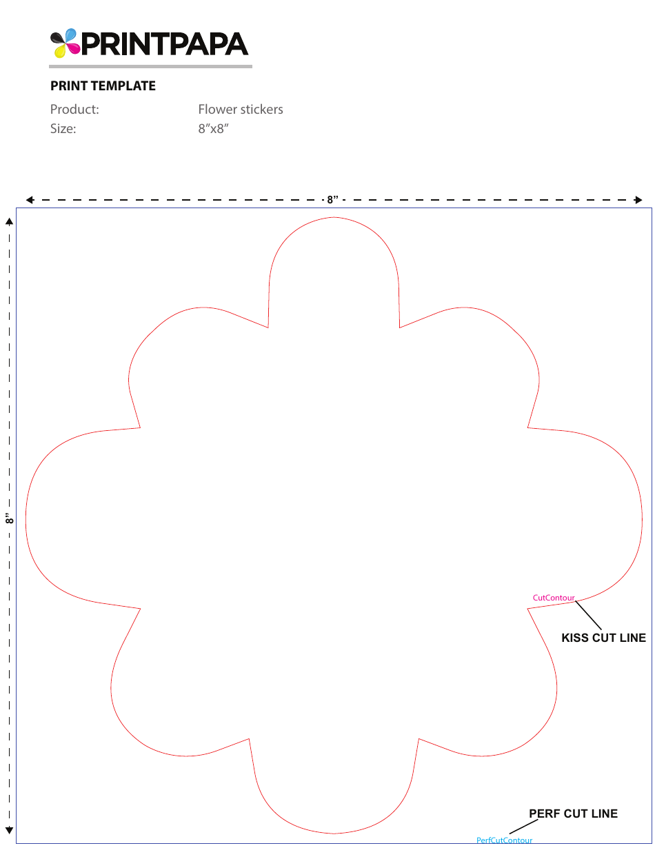 8x8 Flower Sticker Template, Page 1