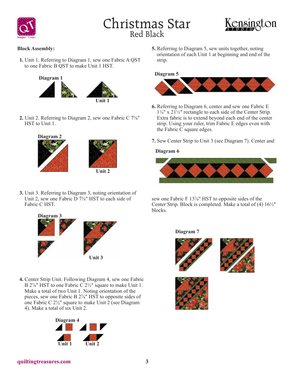 Red Black Christmas Star Quilt Pattern, Page 3