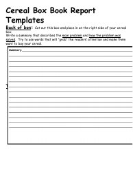 Cereal Box Book Report Templates - Food, Page 4