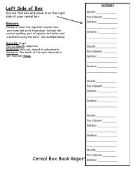 Cereal Box Book Report Templates - Food, Page 6