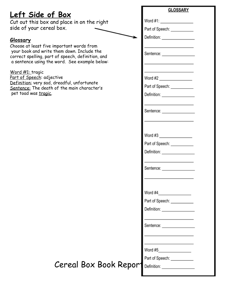Cereal Box Book Report Templates Food Fill Out, Sign Online and
