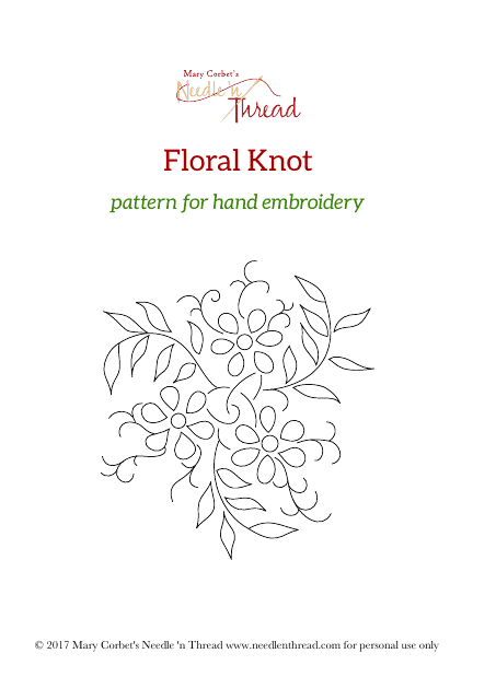 Floral Knot Embroidery Pattern Template