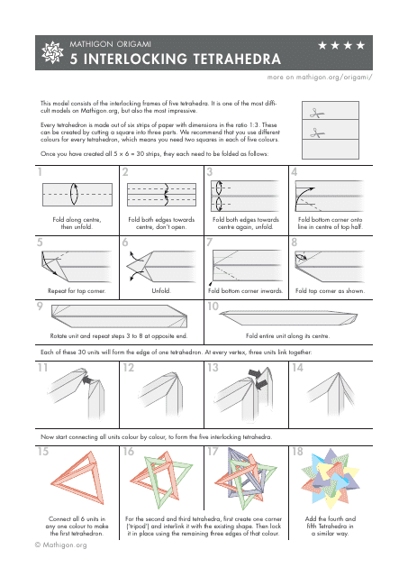 Interlocking Tetrahedra Origami Paper Model Pattern