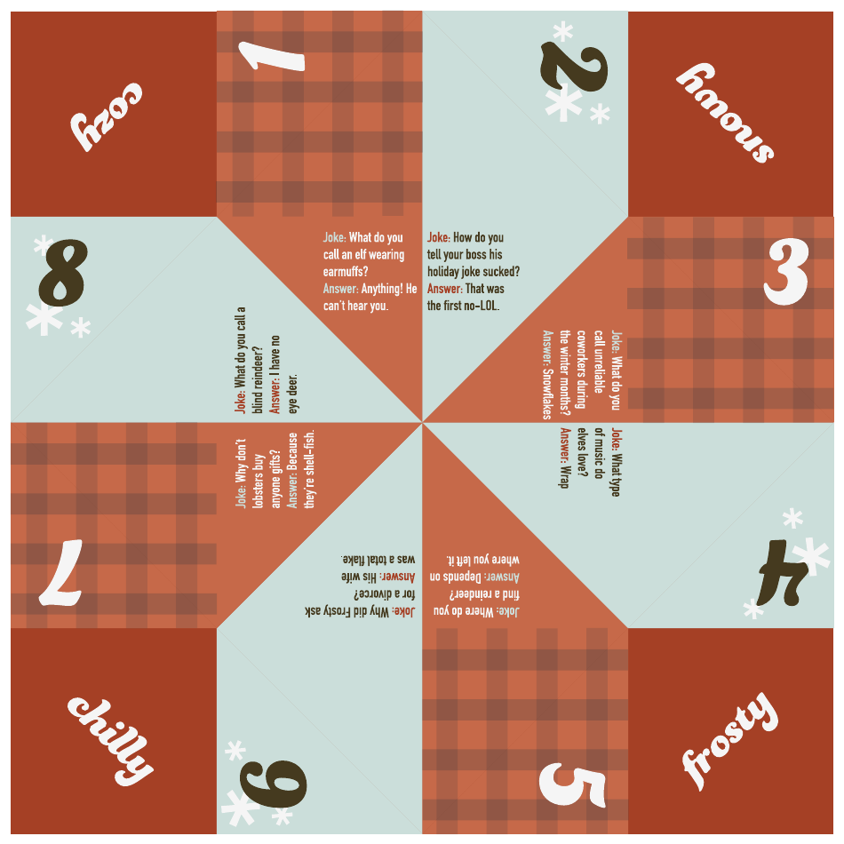 Winter Holiday Fortune Teller Template - Winter Holiday Fortune Teller Template Print Big 