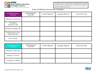 Early Childhood Lesson Plan Template - Texas, Page 2