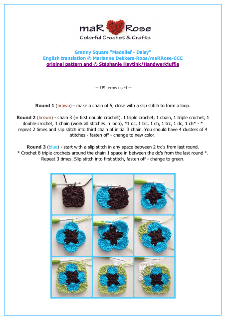 Madelief Daisy Granny Square Crochet Pattern - Marianne Dekkers, Stephanie Haytink