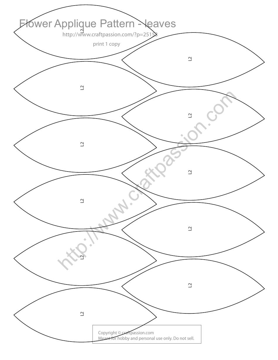 Flower Applique Pattern Templates - Leaves, Page 1