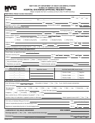 Document preview: Form TB354 Hospital Discharge Approval Request Form - New York City