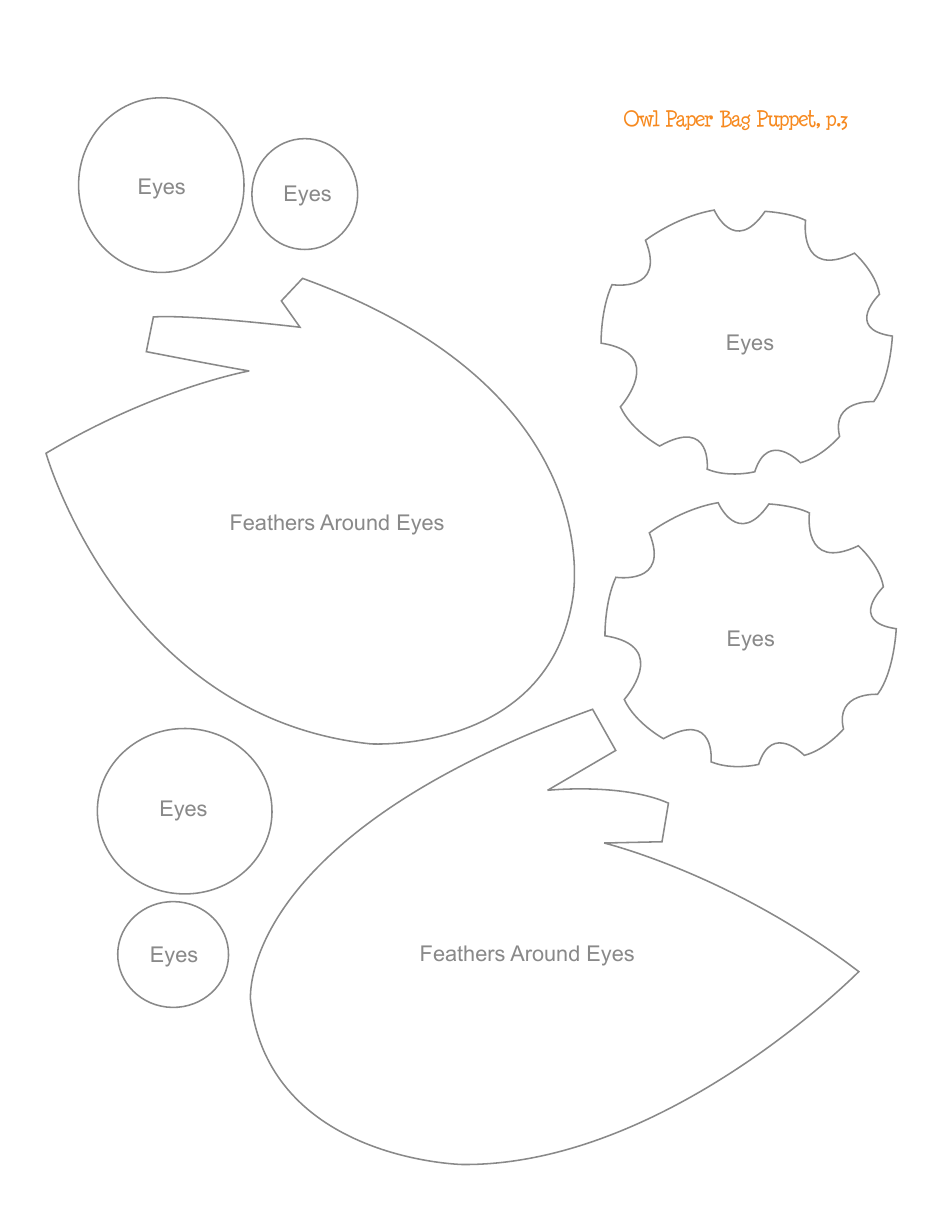 Owl Paper Bag Puppet Template, Page 3