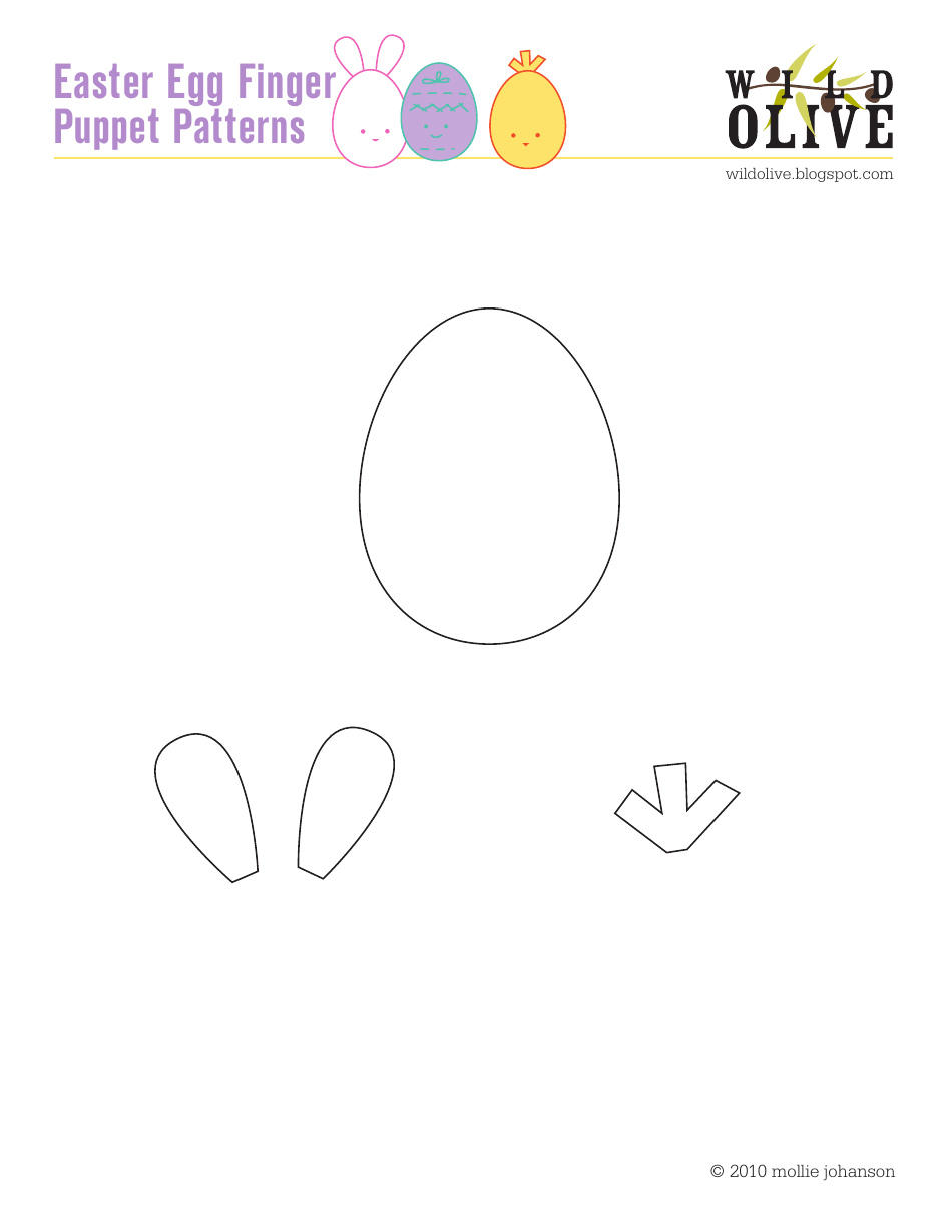 Easter Egg Finger Puppet Pattern Templates, Page 1