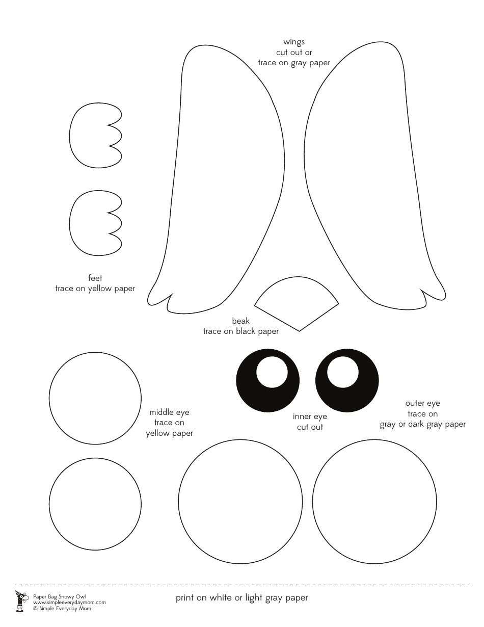 Paper Bag Snowy Owl Templates Download Printable Pdf 