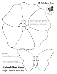 Document preview: Stained Glass 3-d Butterfly on Flower Pattern Template