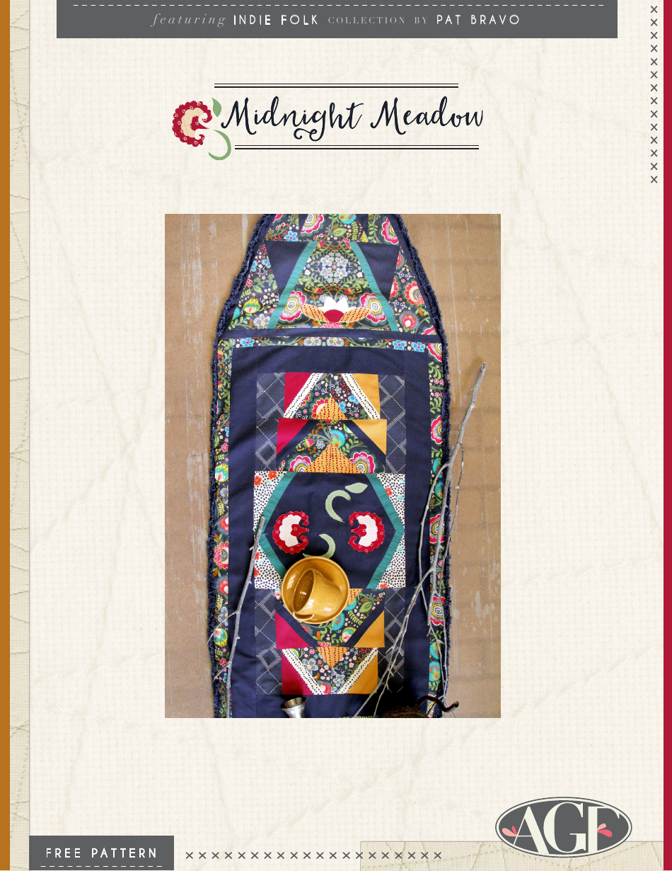 Midnight Meadow Quilt Pattern Applique Templates - Art Gallery Quilts