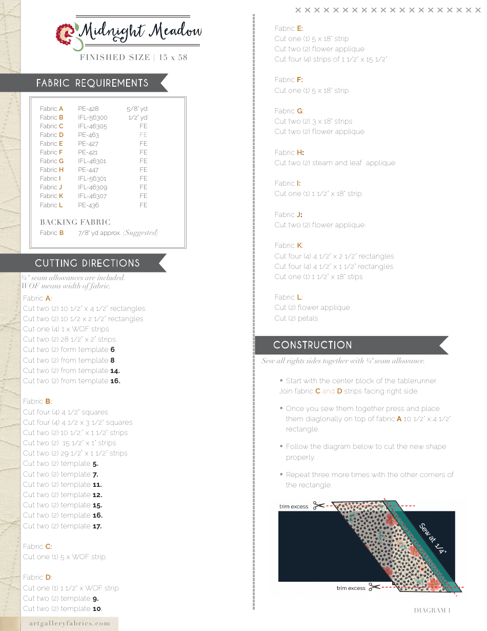 Midnight Meadow Quilt Pattern Applique Templates - Art Gallery Quilts, Page 3