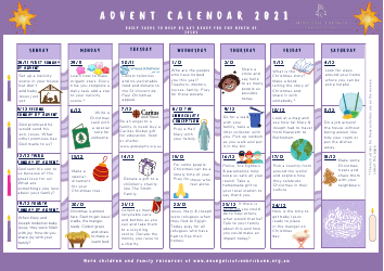 Document preview: Advent Calendar Template - Violet
