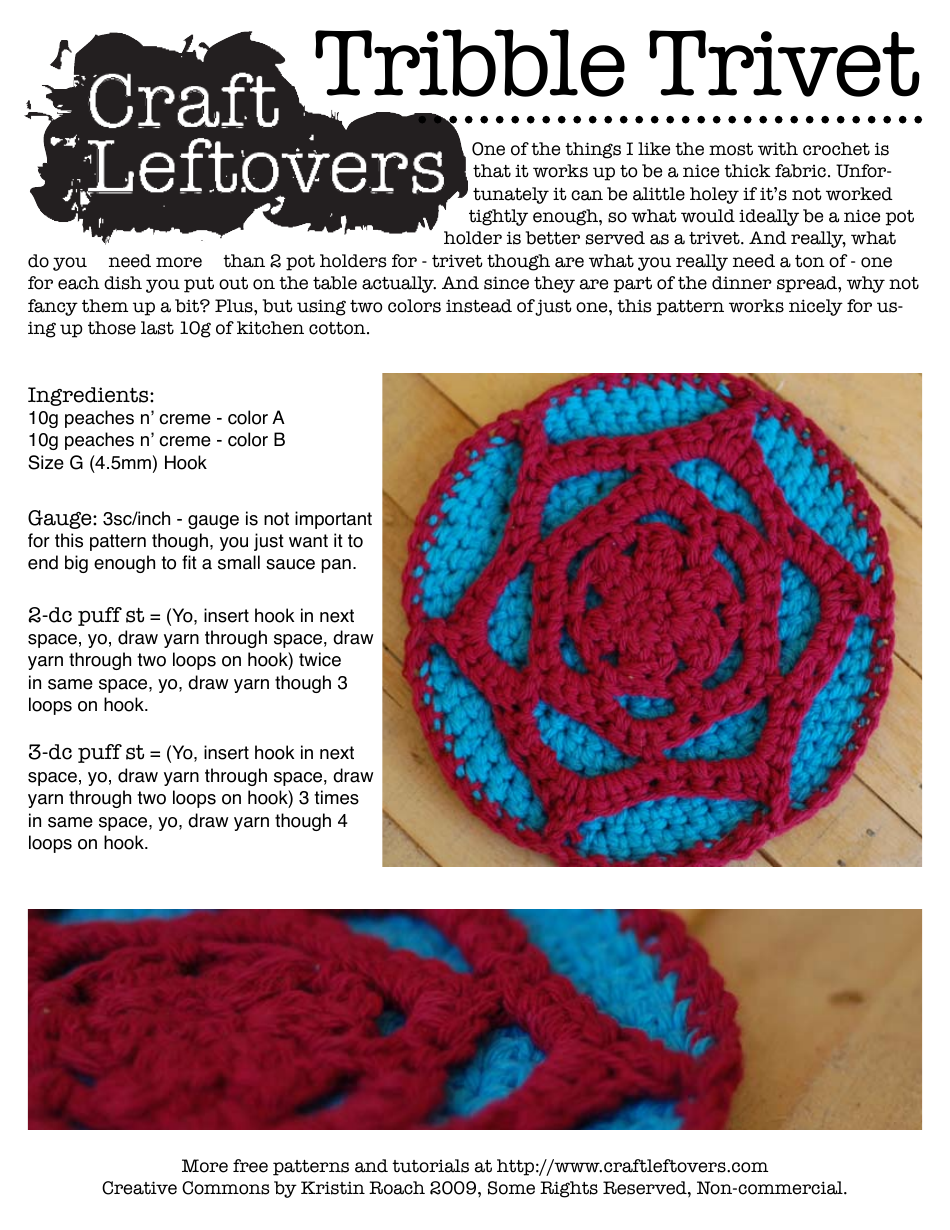 Tribble Trivet Crochet Pattern Download Printable PDF Templateroller