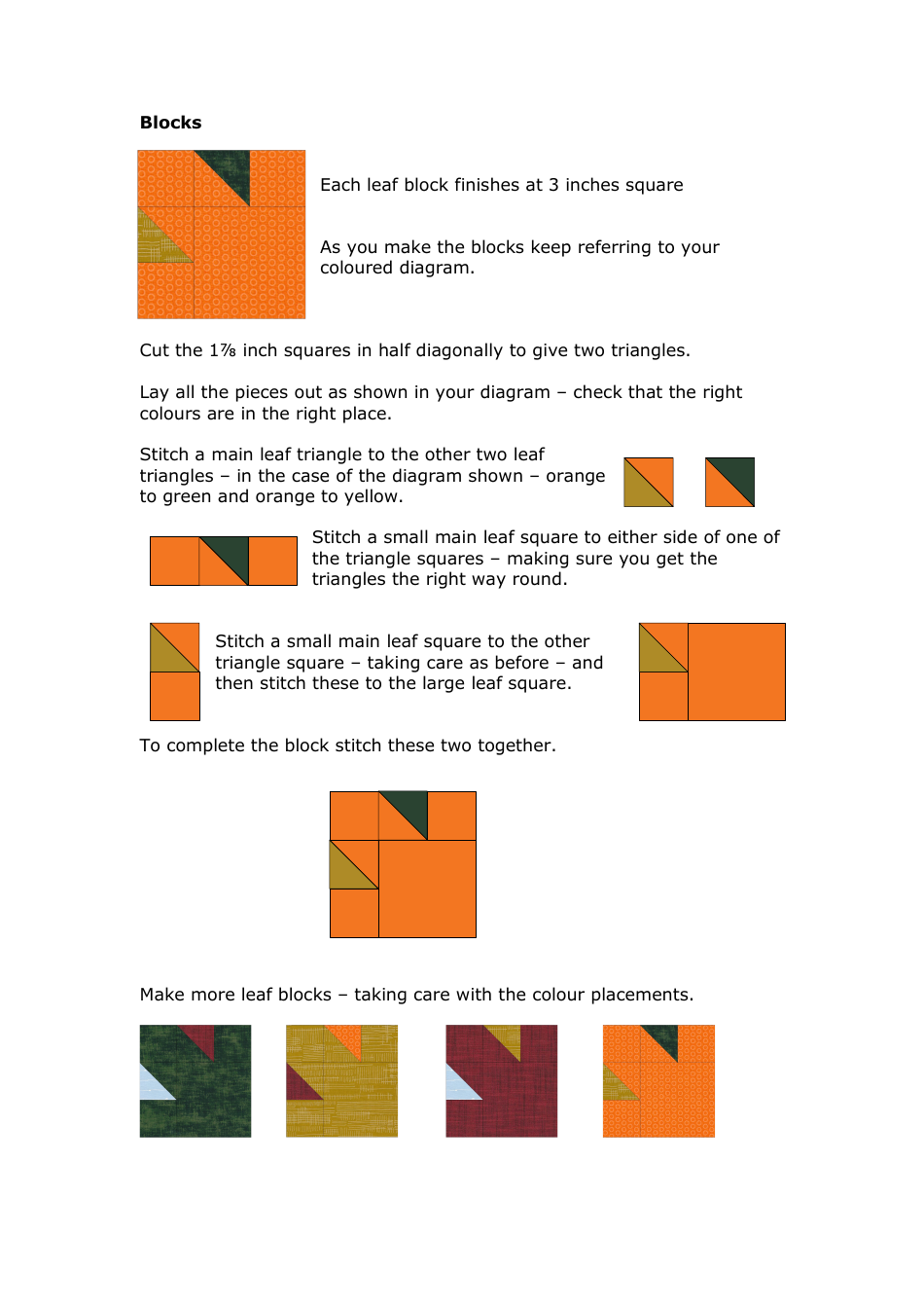 Tessellating Leaves Quilt Block Pattern  Diagram - Meadowside Designs, Page 4