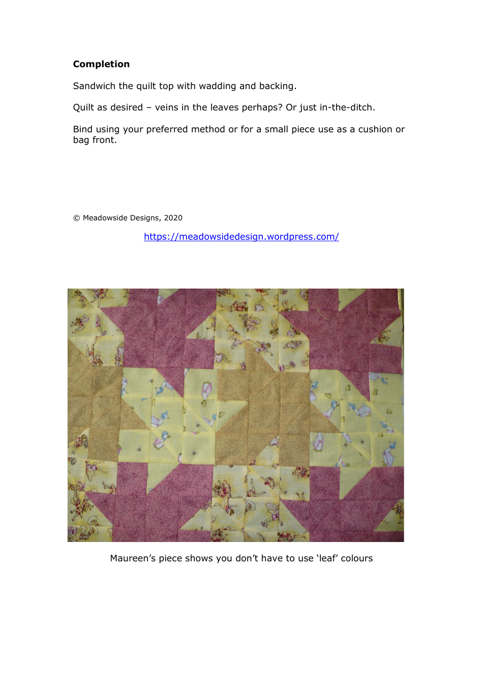 Tessellating Leaves Quilt Block Pattern  Diagram - Meadowside Designs, Page 7
