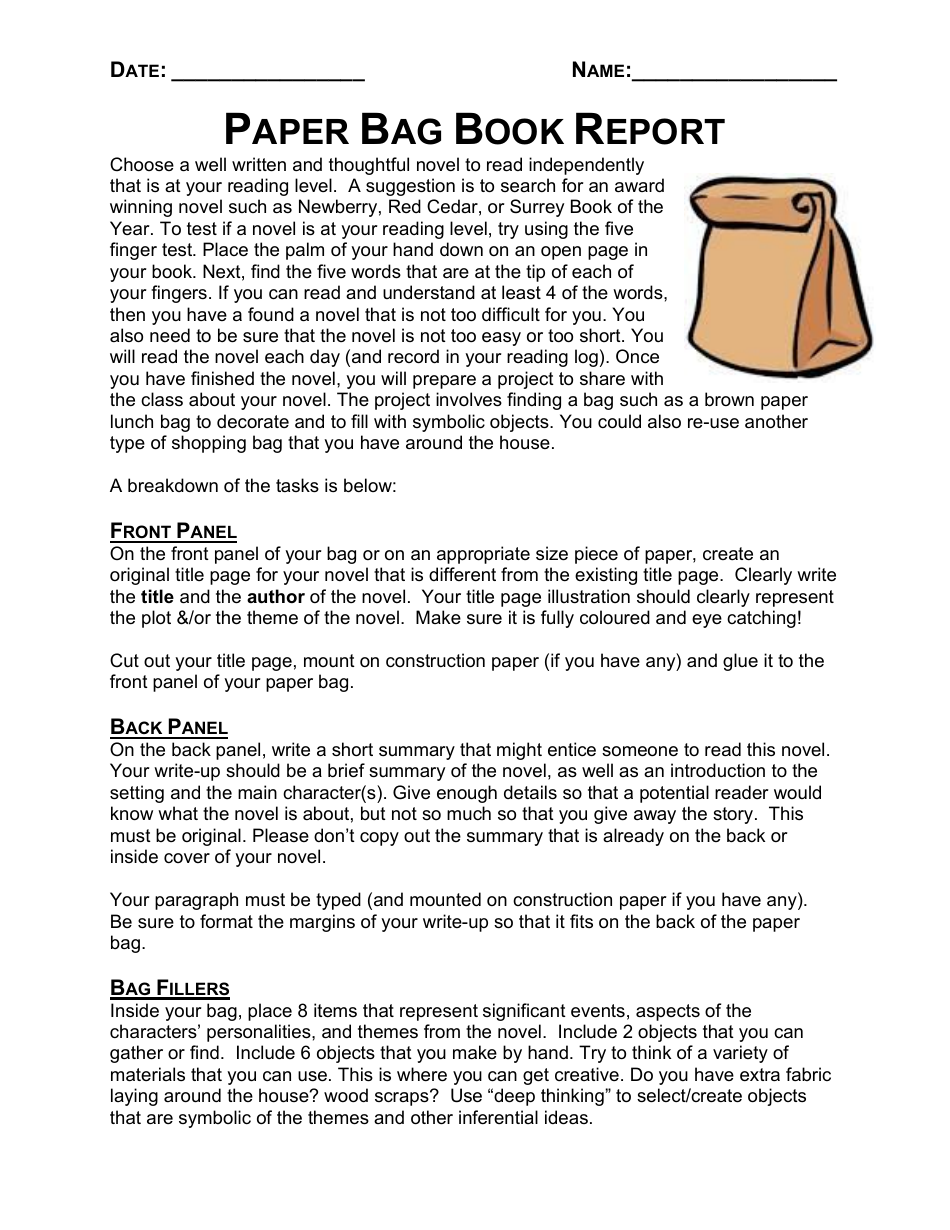 Paper Bag Book Report, Page 1