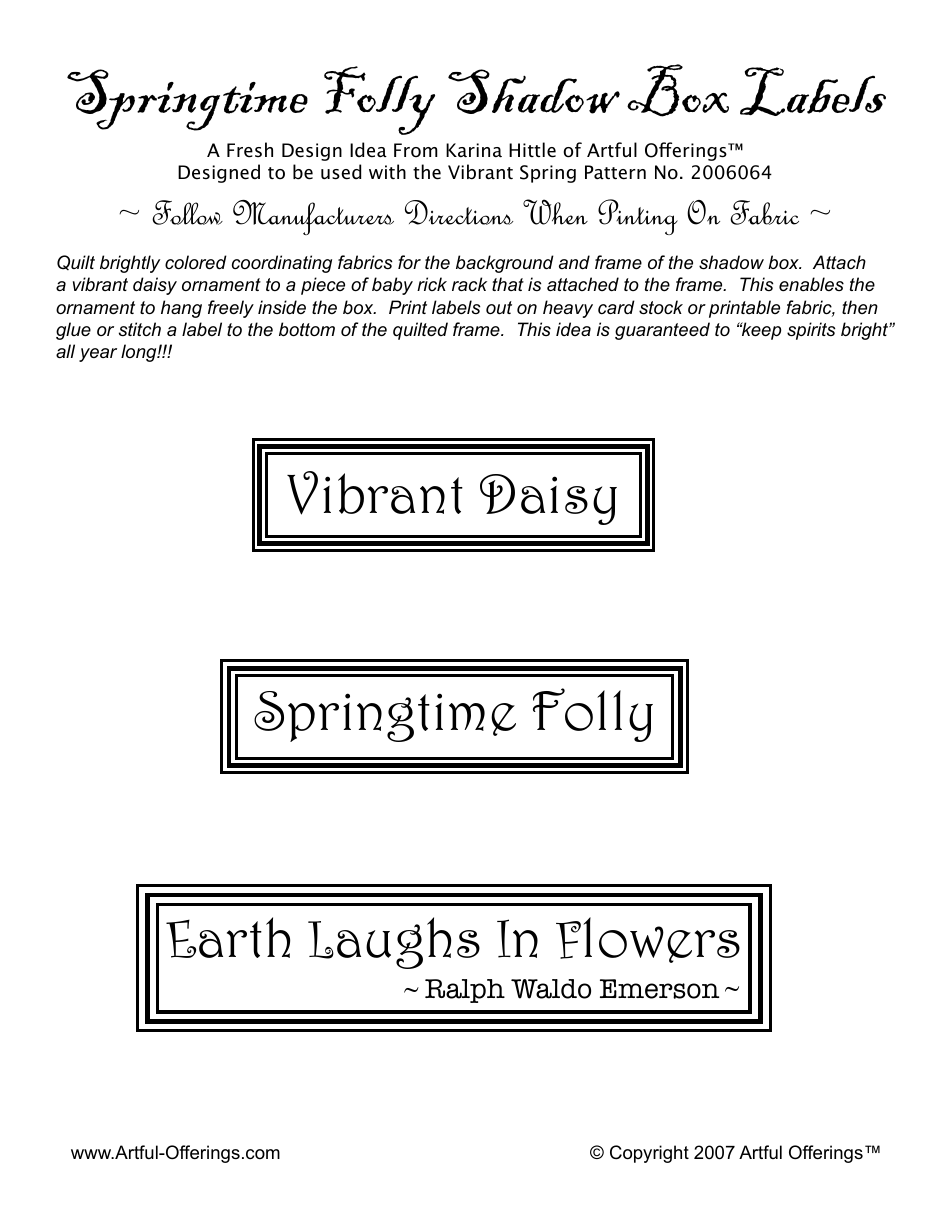 Springtime Folly Shadow Box Label Templates by Artful Offerings