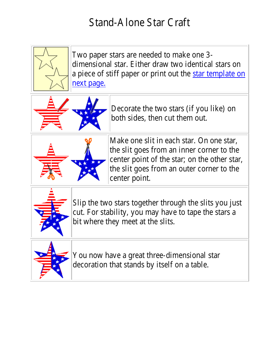 Stand-Alone Star Craft Templates - Document Preview