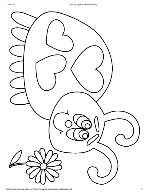 Ladybug Coloring Page Template Download Pdf