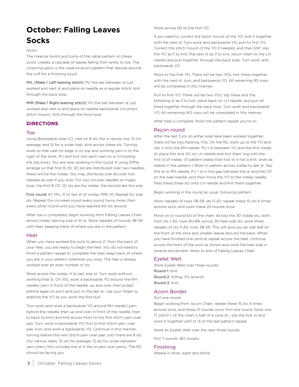 Falling Leaves Socks Pattern Chart - Knit Picks, Page 3