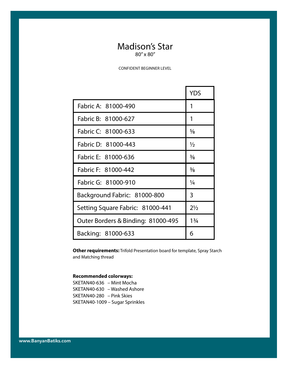 Madisons Star Sewing Pattern, Page 2