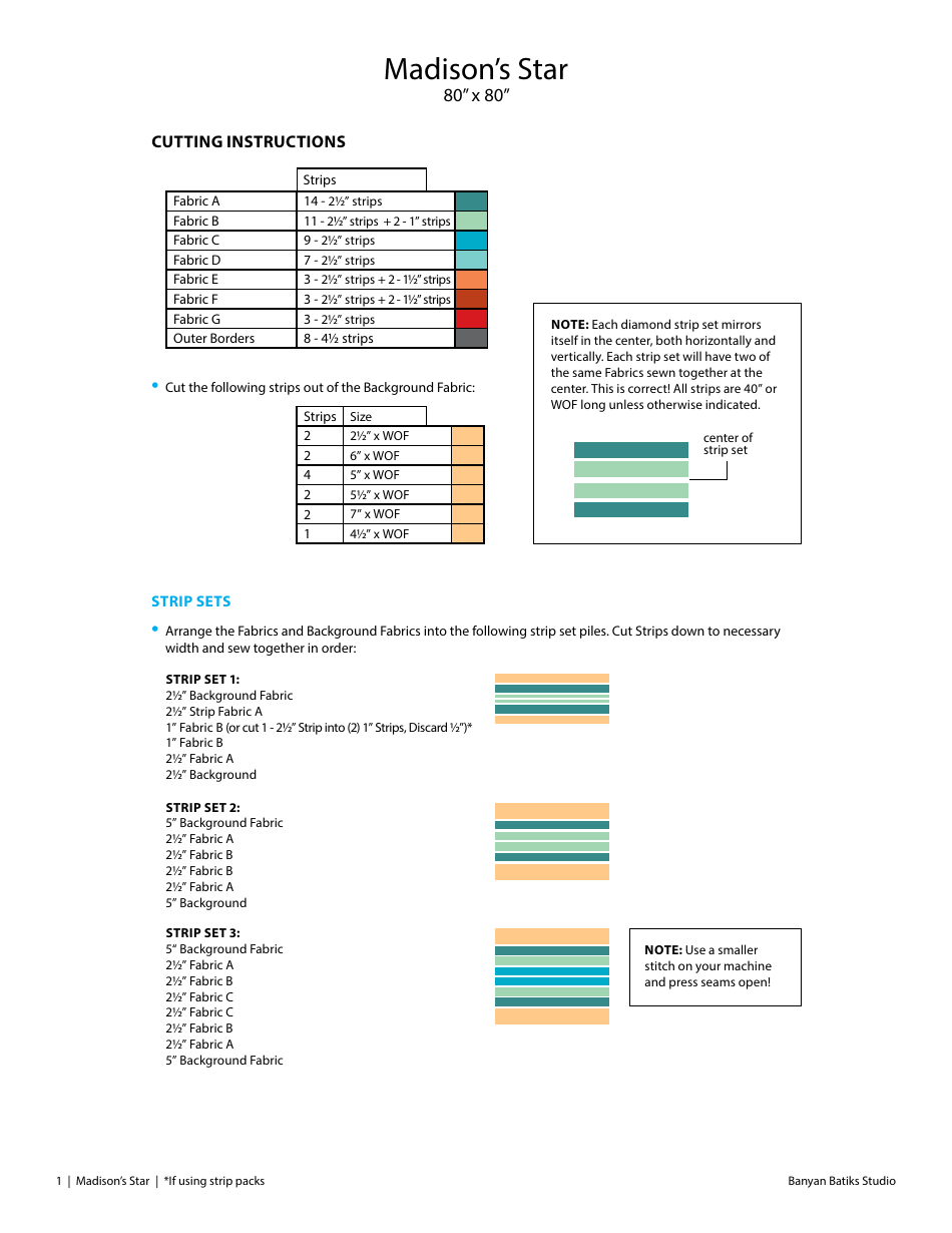 Madisons Star Sewing Pattern, Page 3