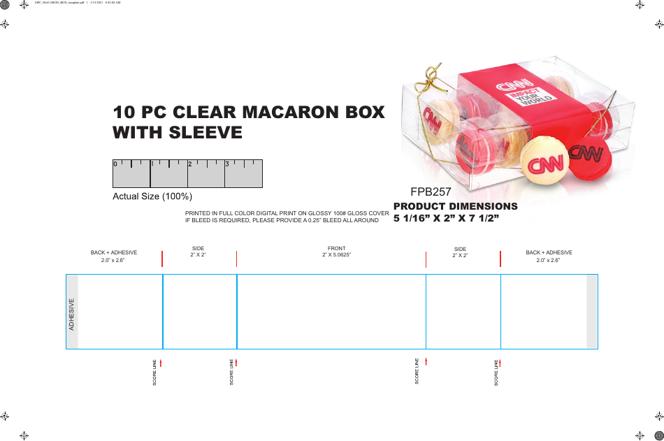 Clear macaron box with sleeve template - 10 pieces