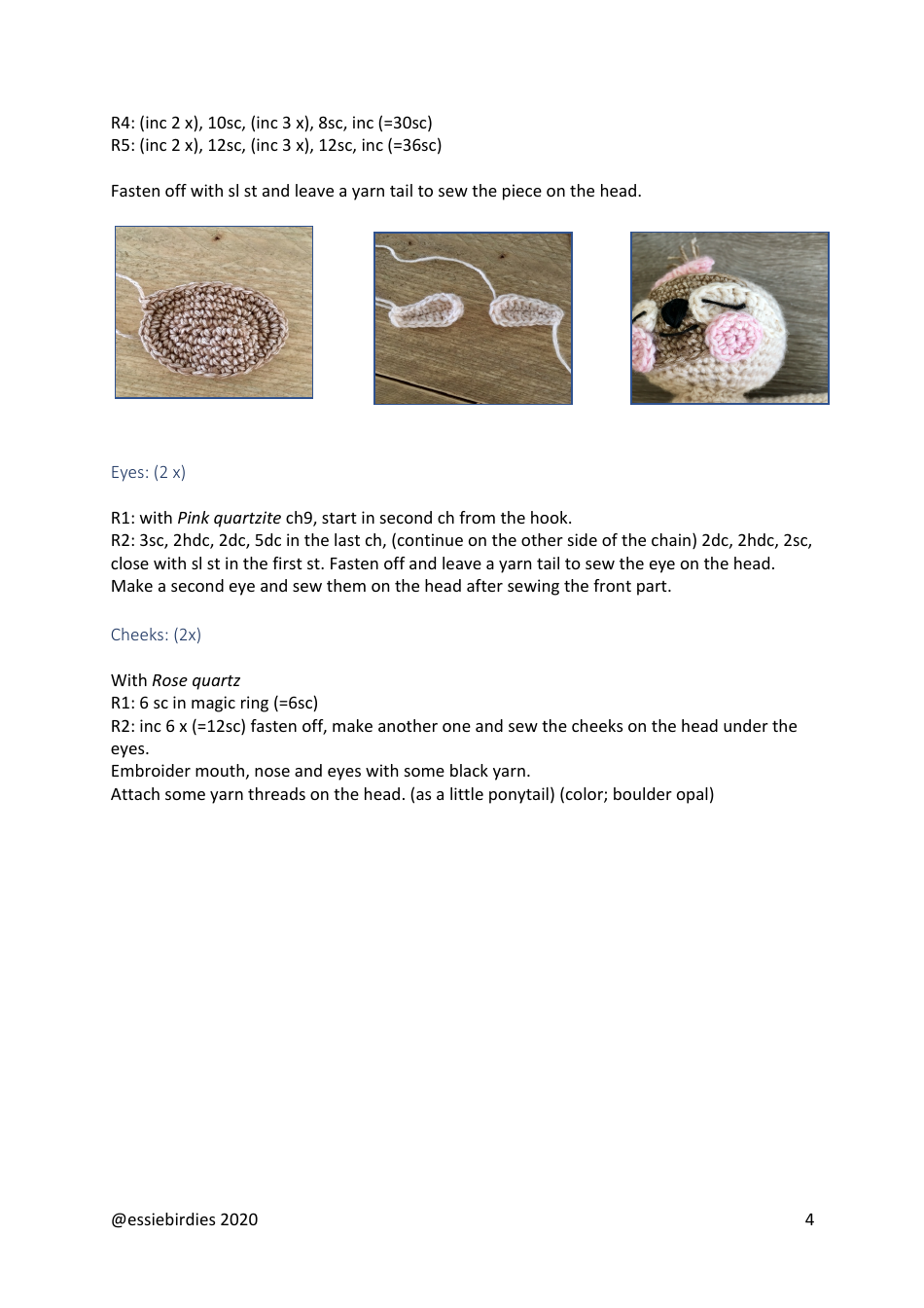 Sloth Crochet Pattern, Page 4