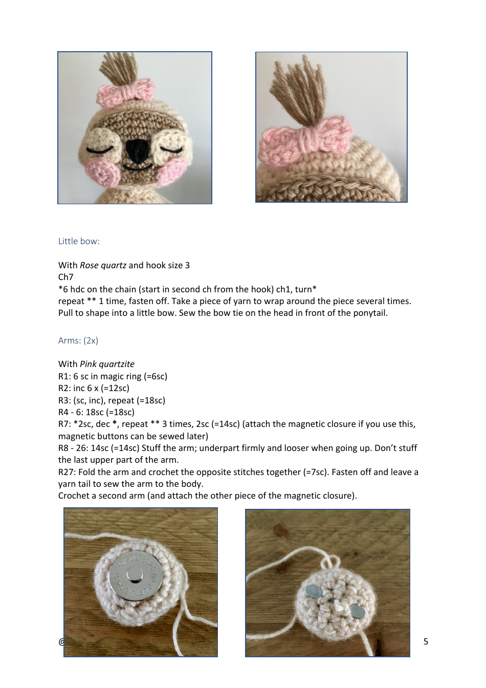 Sloth Crochet Pattern, Page 5