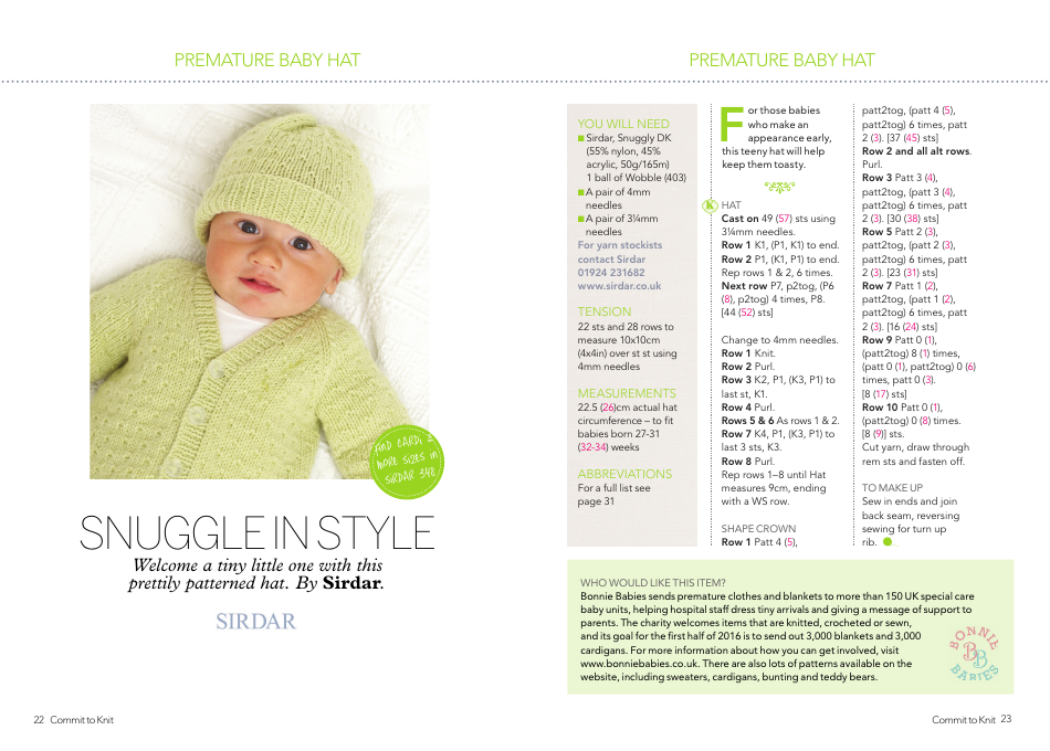 Premature Baby Hat Knitting Pattern Image Preview