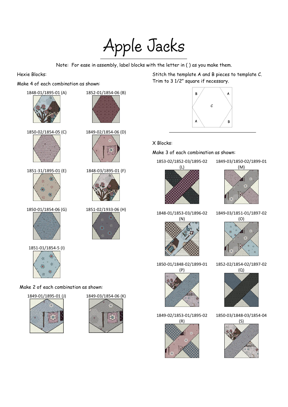 Apple Jacks Quilt Pattern Templates, Page 5