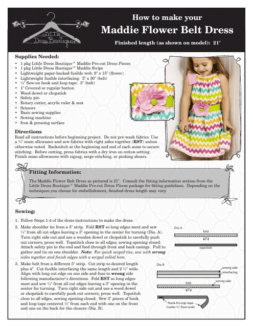 Flower Dress Belt Sewing Pattern Preview