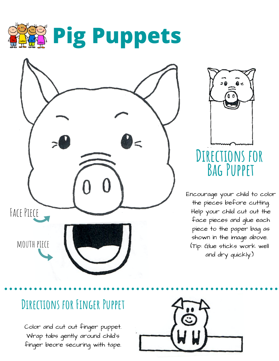 Paper Bag Pig Puppet Template Image Preview