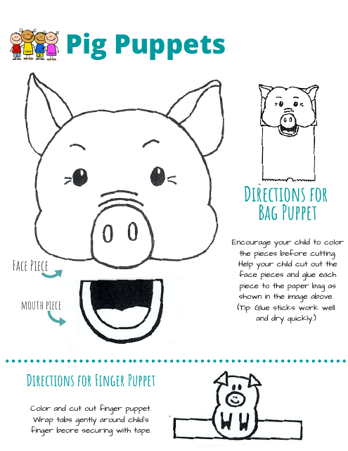 Paper Bag Pig Puppet Trmplate