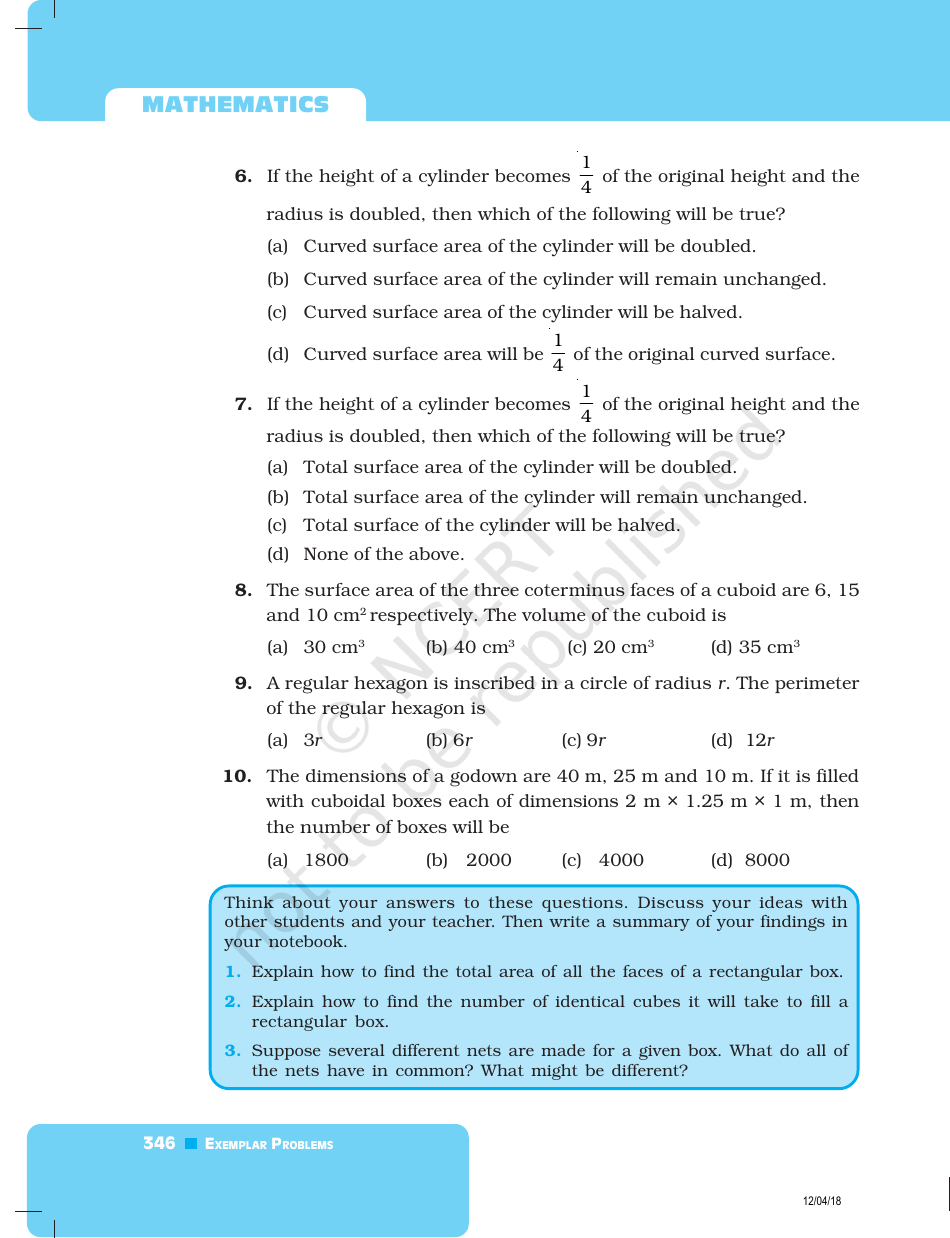 Unit 11 Math Test: Mensuration - Ncert, Page 10