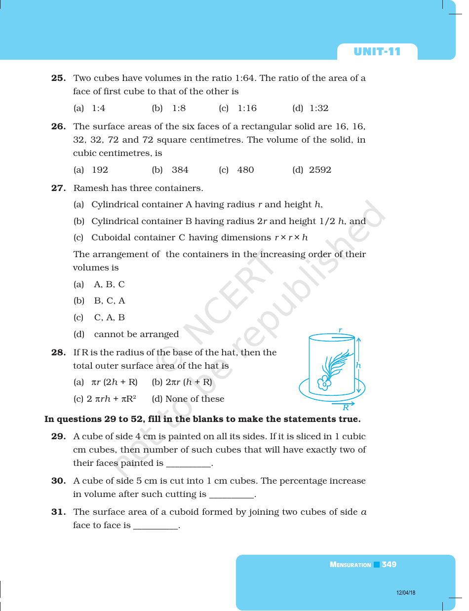 Unit 11 Math Test: Mensuration - Ncert, Page 13
