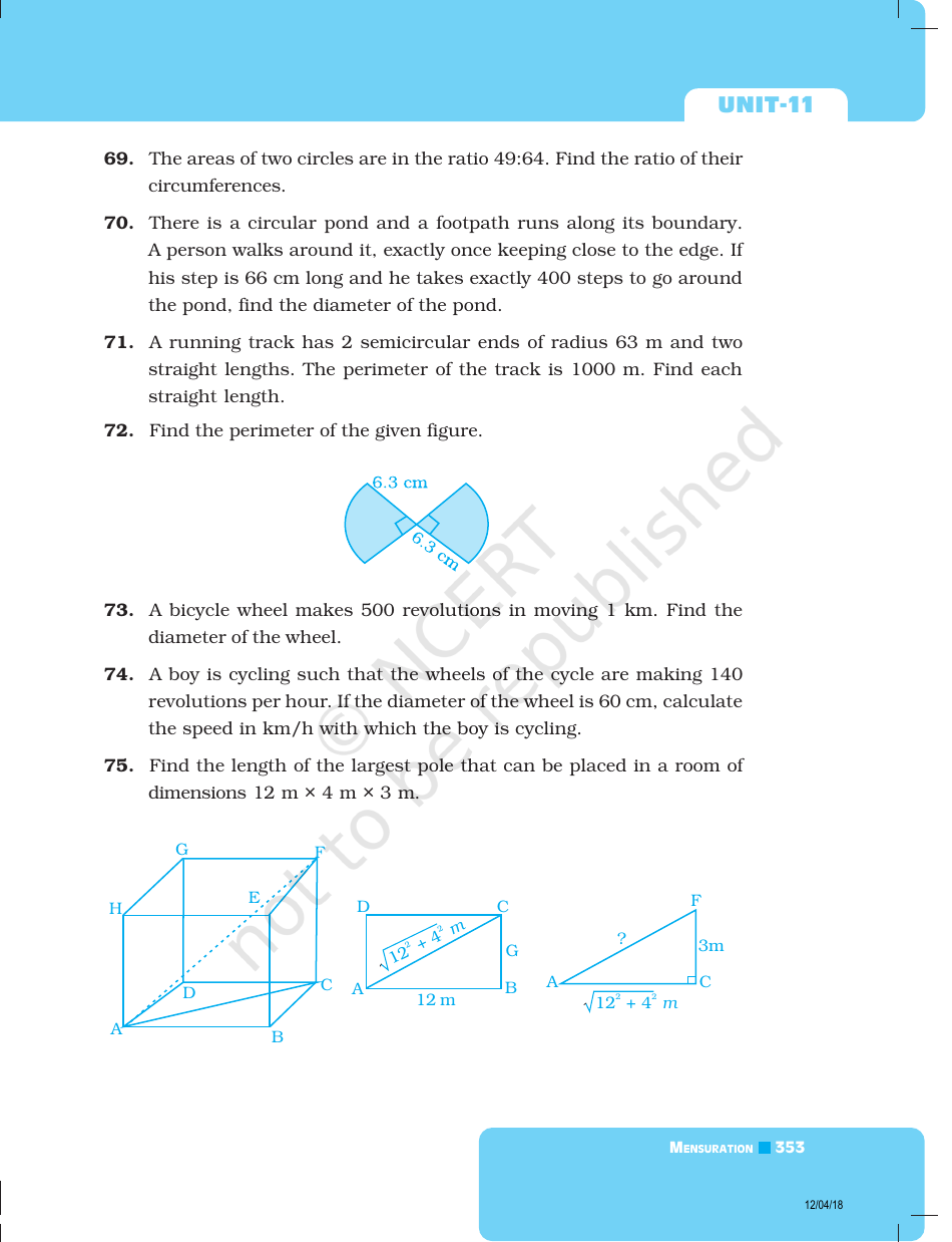 Unit 11 Math Test: Mensuration - Ncert, Page 17