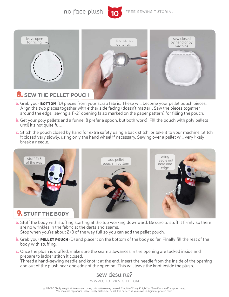 No Face Plush Sewing Templates - Choly Knight, Page 10