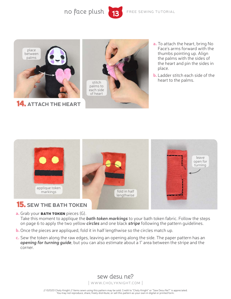 No Face Plush Sewing Templates - Choly Knight, Page 13