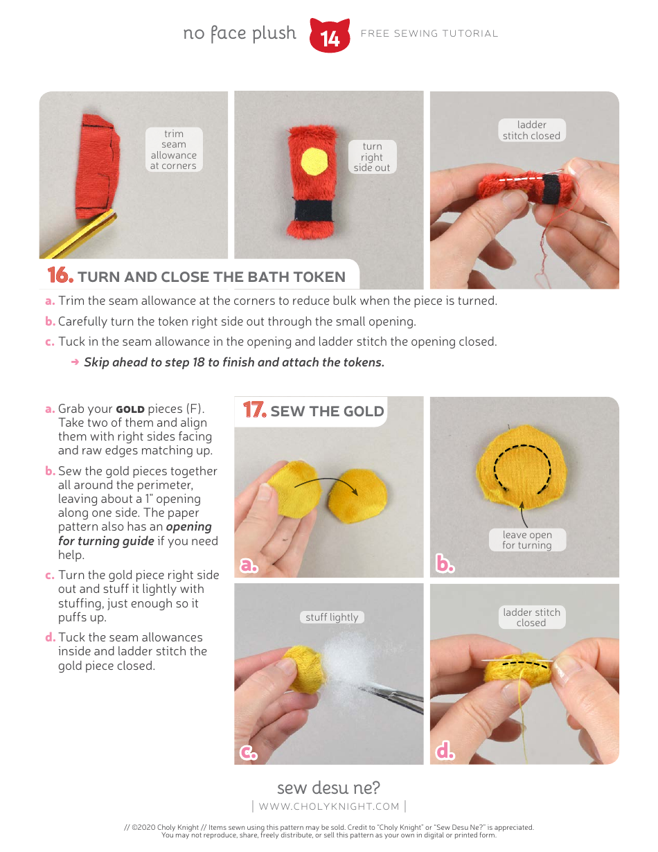 No Face Plush Sewing Templates - Choly Knight, Page 14