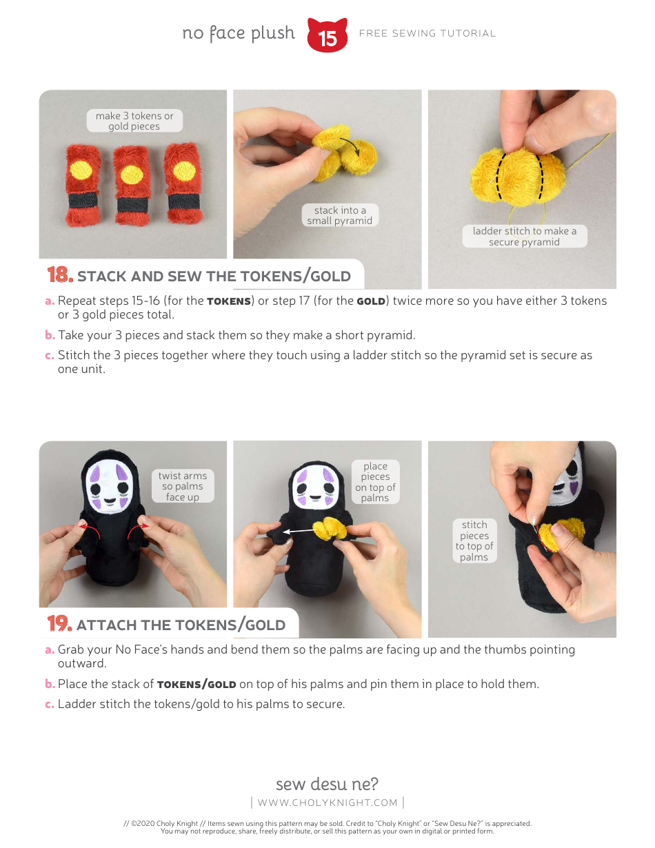 No Face Plush Sewing Templates - Choly Knight, Page 15