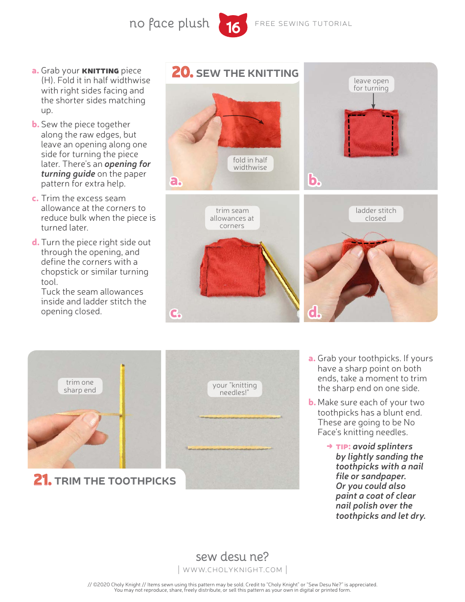 No Face Plush Sewing Templates - Choly Knight, Page 16