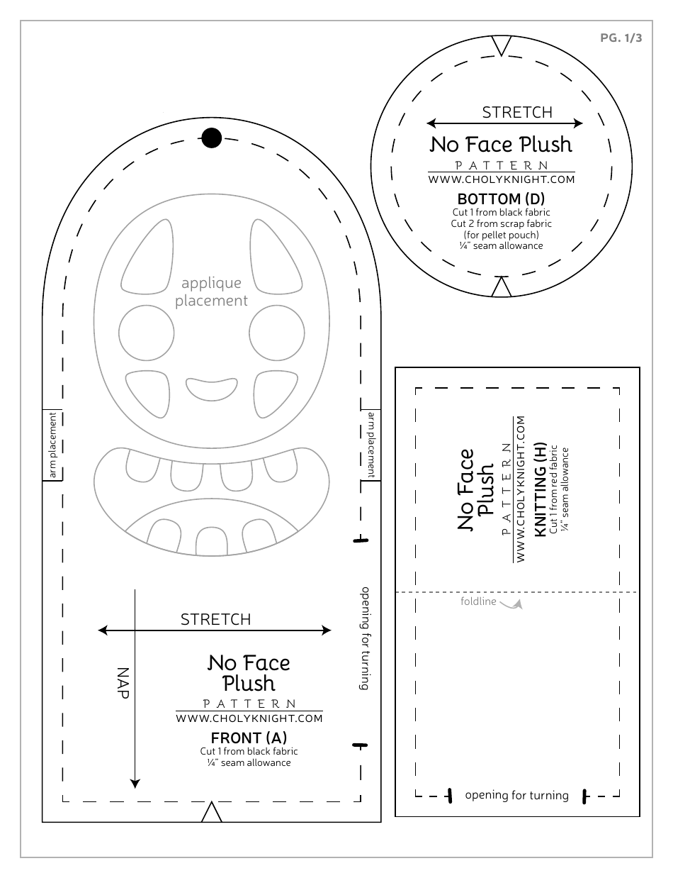 No Face Plush Sewing Templates - Choly Knight, Page 18