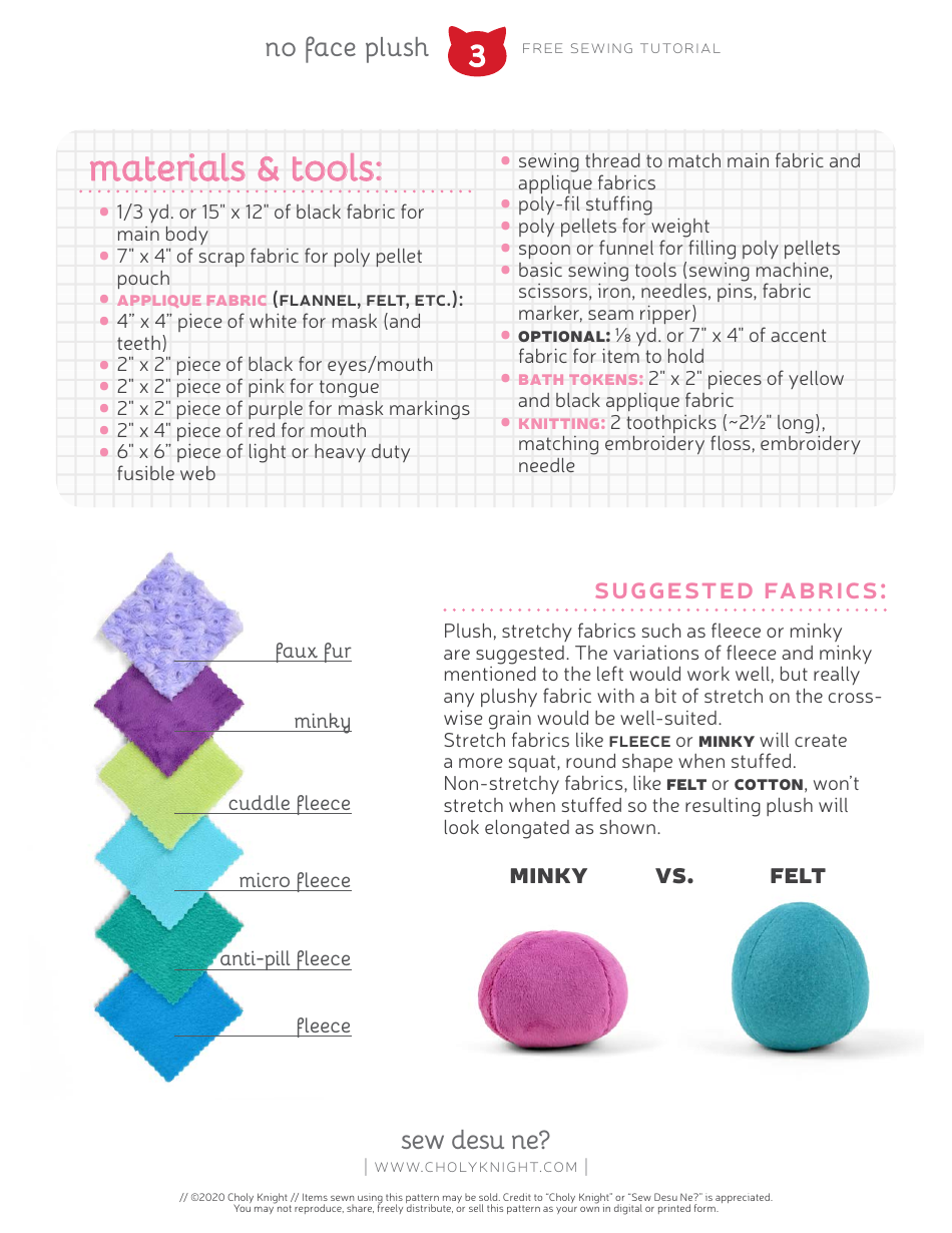 No Face Plush Sewing Templates - Choly Knight, Page 3