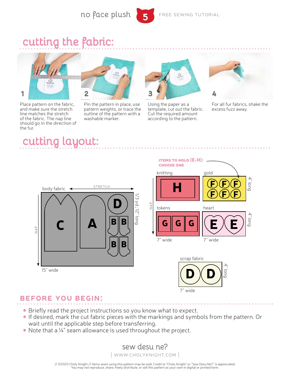 No Face Plush Sewing Templates - Choly Knight, Page 5