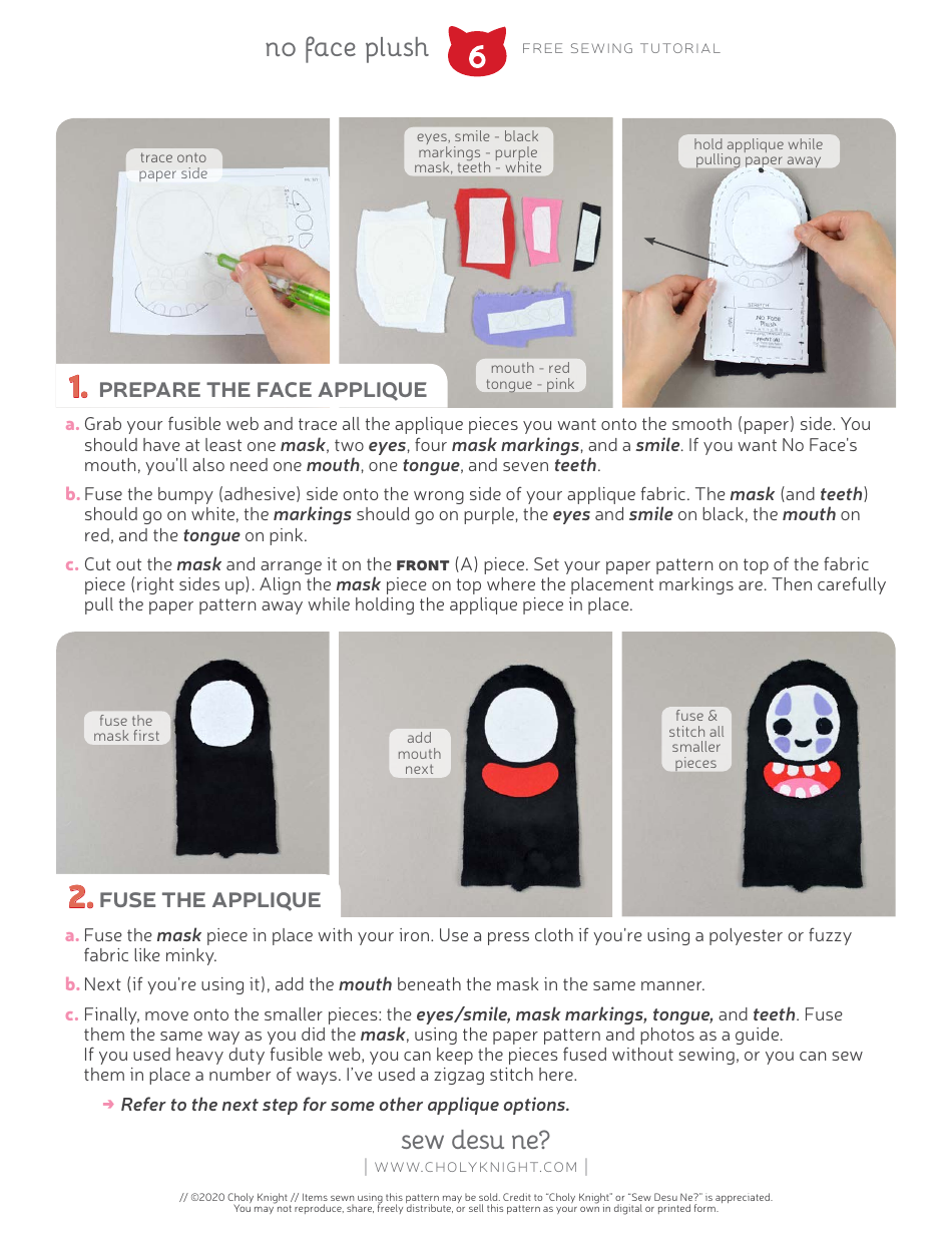 No Face Plush Sewing Templates - Choly Knight, Page 6